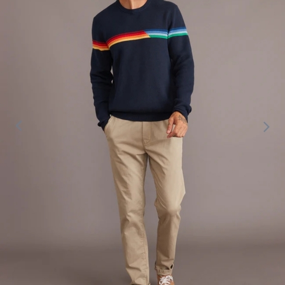 MARINE layer ML x LF Breck Stripe Sweater in Black Iris Multi Stripe - Picture 2 of 7